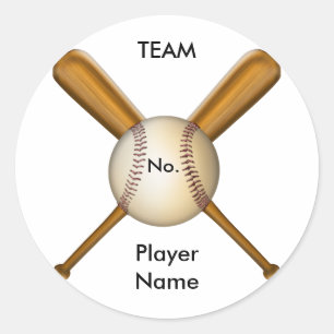 Adesivo Redondo Baseball e Bats Cruzados Personalizáveis