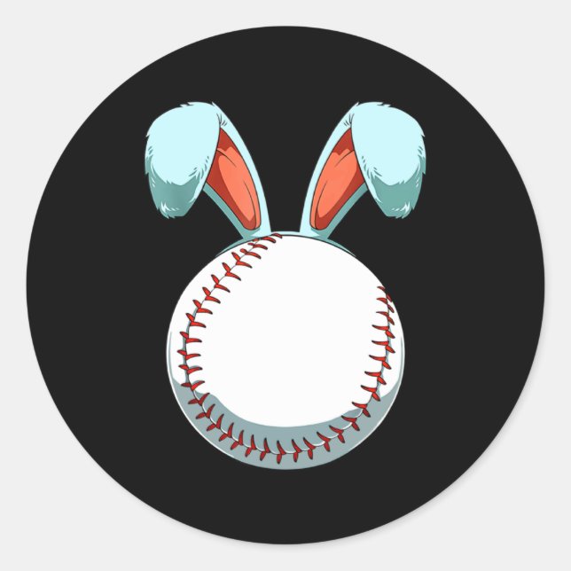 Adesivo Redondo Baseball Easter Day Bunny Ears Rabbit Baseball Fa  (Frente)
