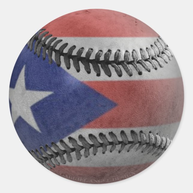 Adesivo Redondo Baseball em Porto Rico (Frente)