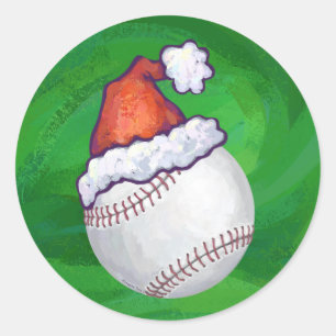 Adesivo Redondo Baseball em Santa Hat em verde