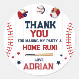 Adesivo Redondo Baseball Favor obrigado você Aniversário