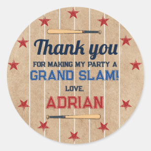 Adesivo Redondo Baseball Favor obrigado você Aniversário
