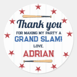 Adesivo Redondo Baseball Favor Primeira Aquarela de Aniversário