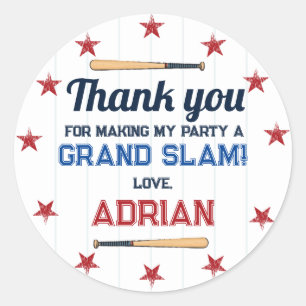 Adesivo Redondo Baseball Favor Primeira Aquarela de Aniversário