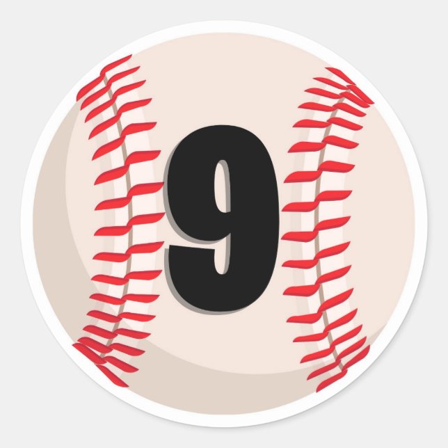 Adesivo Redondo Baseball favorito número 9 (Frente)