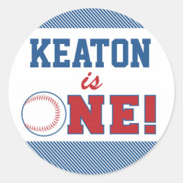 Adesivo Redondo Baseball First Birthday Sticker