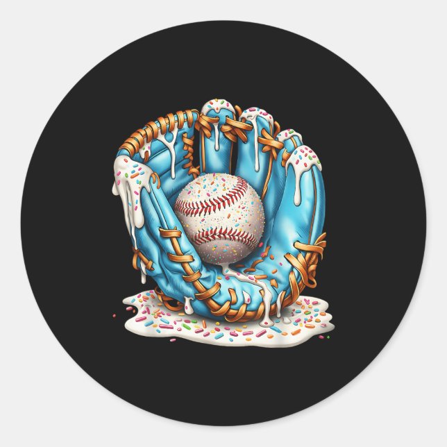Adesivo Redondo Baseball Glove Ice Cream Drip With Sprinkles Men B (Frente)