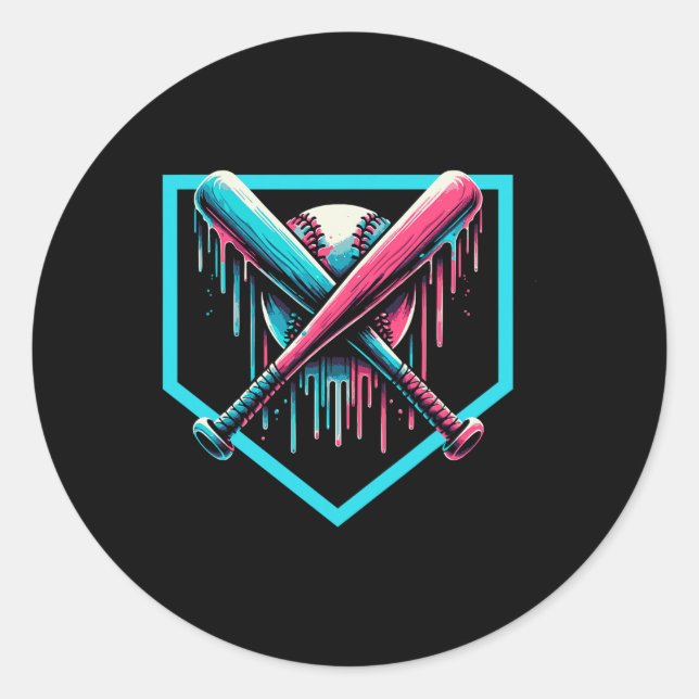 Adesivo Redondo Baseball Home Plate Drivers Boys Baseball Bat (Frente)