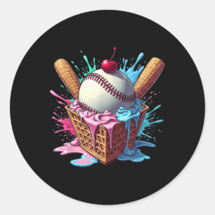 Adesivo Redondo Baseball Home Plate Sorvete Drill Divertido Esport