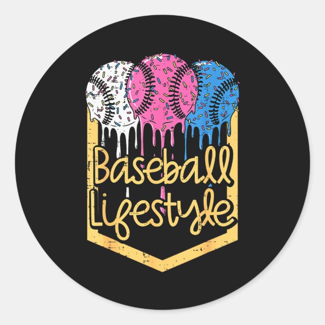Adesivo Redondo Baseball Lifestyle Ball Sprinkles Drip Boys Kids M (Frente)