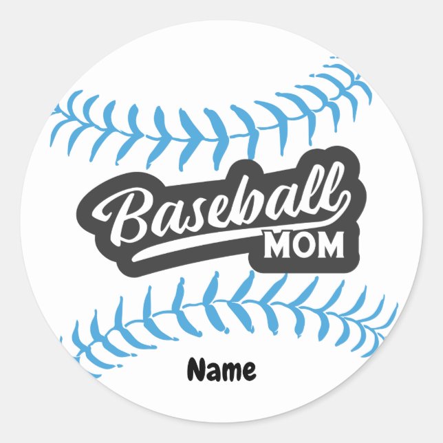 Adesivo Redondo Baseball Mãe com o nome Classic Round Sticker (Frente)