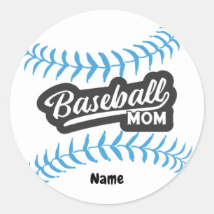 Adesivo Redondo Baseball Mãe com o nome Classic Round Sticker