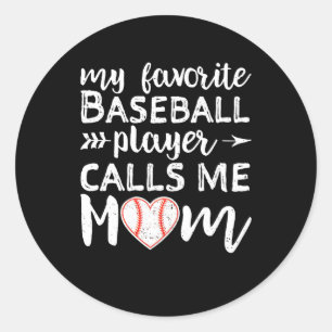 Adesivo Redondo Baseball Mãe Meu Jogador Favorito Me Chama Mãe
