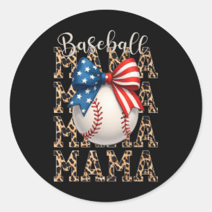 Adesivo Redondo Baseball Mama Game Day Baseball Usa 4 De Julho Mo
