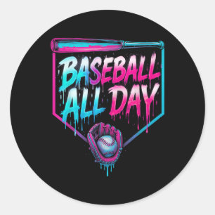 Adesivo Redondo Baseball o Sorvete do dia inteiro trazendo basebal