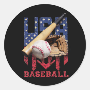 Adesivo Redondo Baseball Patriótico 4 De Julho Homens EUA Bandeira