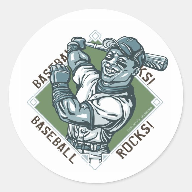 Adesivo Redondo Baseball Rocks Batter Sticker (Frente)