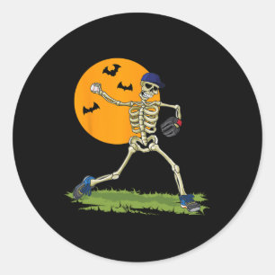 Adesivo Redondo Baseball Skeleton Halloween Men Meninos Baseball H