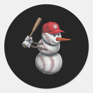 Adesivo Redondo Baseball Snowman Snowman Natal Homens Mulheres