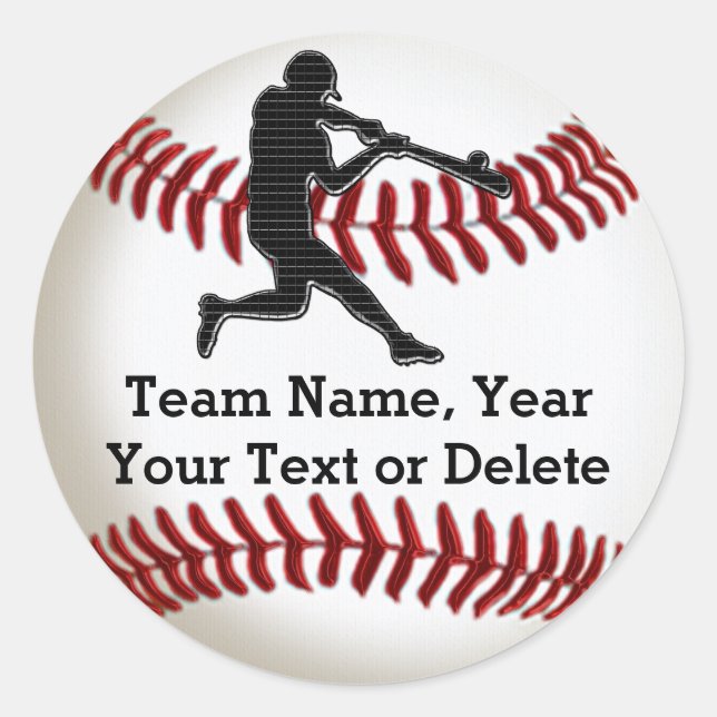Adesivo Redondo Baseball Team Stickers com seu texto ou Delete (Frente)