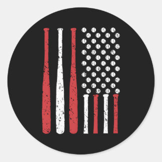 Adesivo Redondo Baseball Usa Flag Baseball American Flag