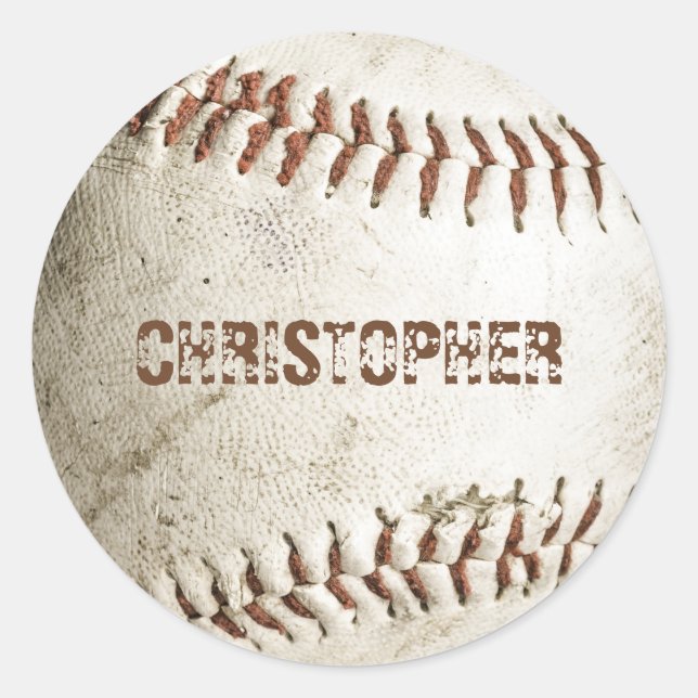 Adesivo Redondo Baseball Vintage Personalizado (Frente)