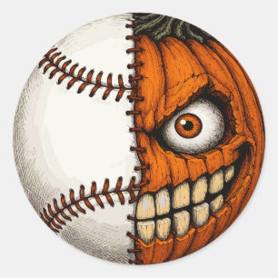 Adesivo Redondo Basebol de Halloween