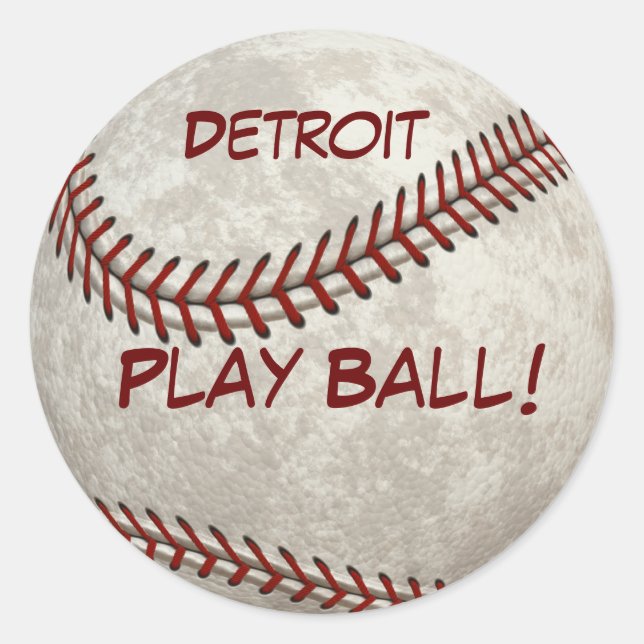 Adesivo Redondo Basebol do "bola de Detroit jogo!" Após-tempo (Frente)