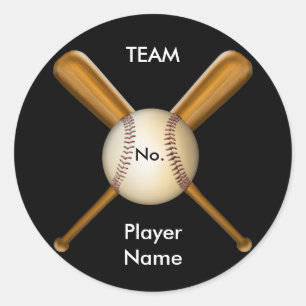 Adesivo Redondo Basebol e bastões cruzados customizáveis