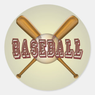 Adesivo Redondo Basebol e bastões de beisebol cruzados