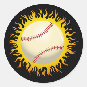 Adesivo Redondo Basebol flamejante