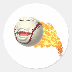 Adesivo Redondo Basebol flamejante