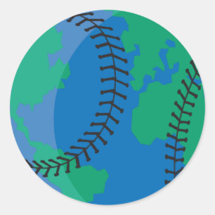 Adesivo Redondo basebol mundial globo terrestre