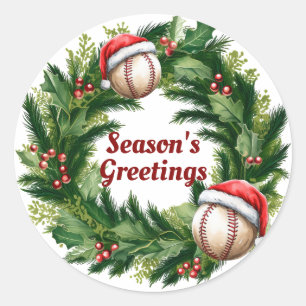Adesivo Redondo Basebol Personalizável de Boné de Papai Noel