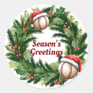 Adesivo Redondo Basebol Personalizável do Gorro do Papai Noel 