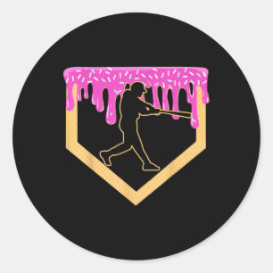 Adesivo Redondo Basebol Sorvete de Placa Inicial de Beisebol