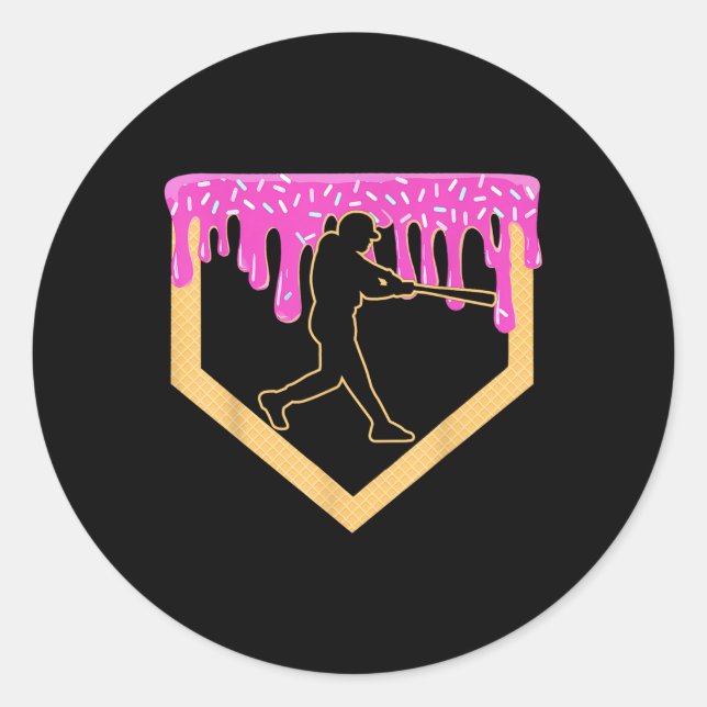 Adesivo Redondo Basebol Sorvete de Placa Inicial de Beisebol (Frente)