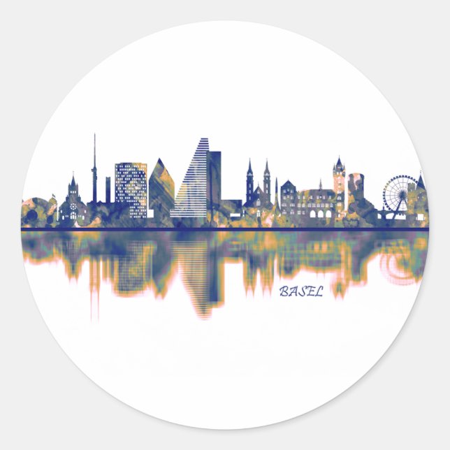 Adesivo Redondo Basel Skyline (Frente)