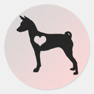 Adesivo Redondo Basenji Heart Stickers