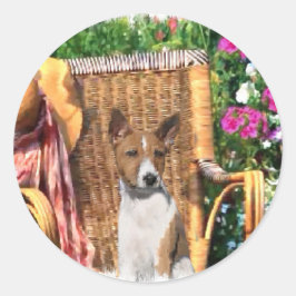 Adesivo Redondo Basenji Lovers Art Gifts