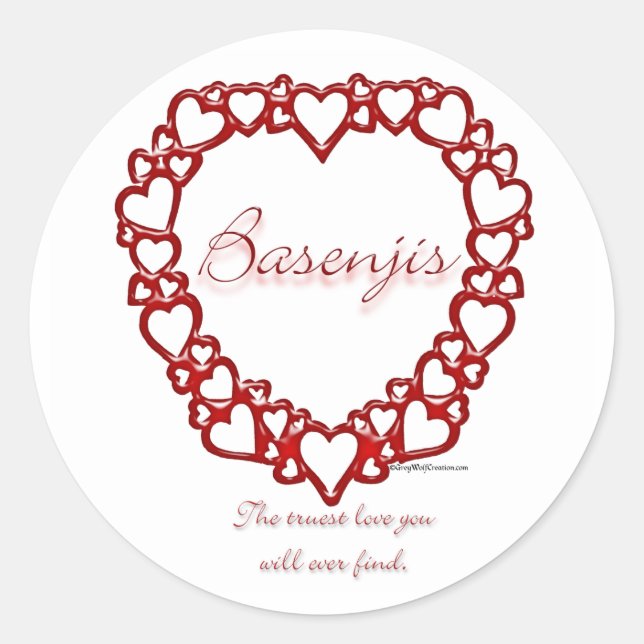 Adesivo Redondo Basenji True Love - Sticker (Frente)
