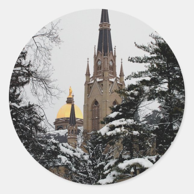 Adesivo Redondo Basilica na neve (Frente)