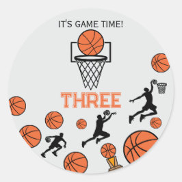 Adesivo Redondo Basketball Birthday Party Invitation