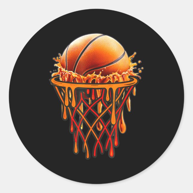 Adesivo Redondo Basketball Drip Graphic, Basketball Funny Bruh Gif (Frente)