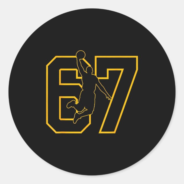 Adesivo Redondo Basketball Drip Number 67 Basketball Player  (Frente)