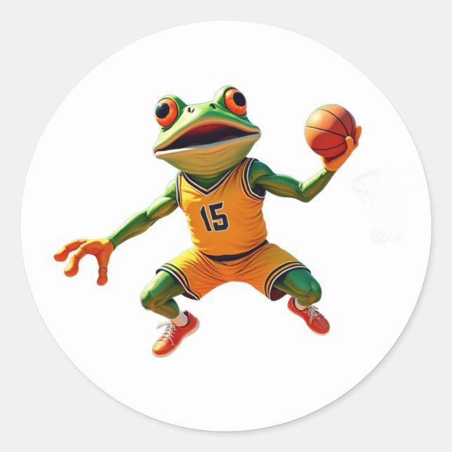 Adesivo Redondo Basketball Frog large round white stickers (Frente)