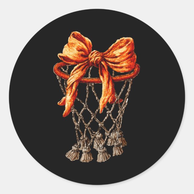 Adesivo Redondo Basketball Hoop Net Coquette Bow Basketball Player (Frente)