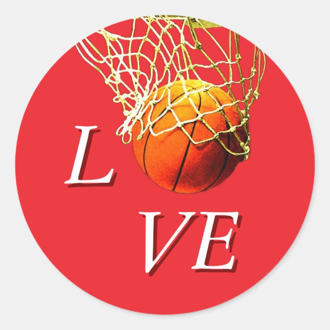 Adesivo Redondo Basketball I Love (Frente)
