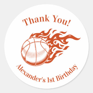 Adesivo Redondo Basketball themed thank you stickers