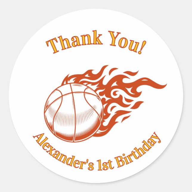 Adesivo Redondo Basketball themed thank you stickers (Frente)